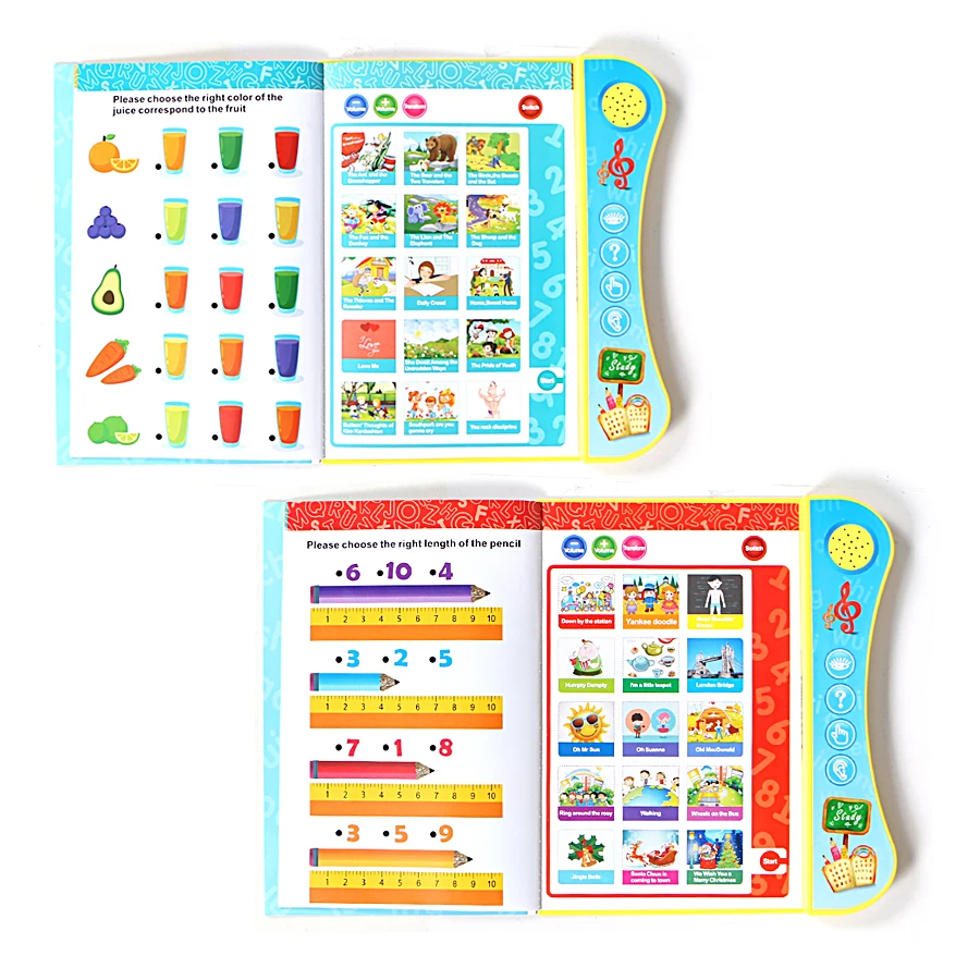 E-Book Reading Book con macchina per l'apprendimento della penna, lettere ABC in lingua inglese, numeri di animali e divertenti scegli il gioco per il giocattolo dei bambini