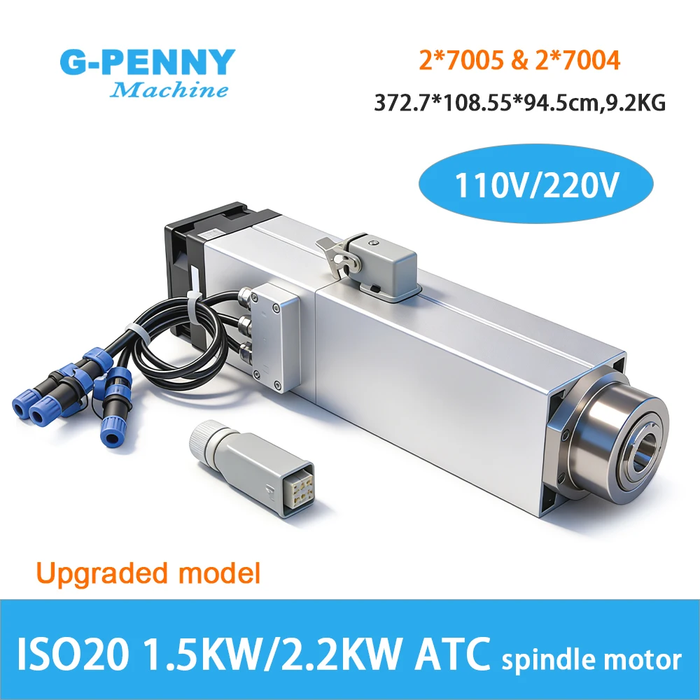 G-Penny 2.2KW ISO20 ER20 ATC Spindel Luchtgekoeld 18000-24000 tpm Automatische Gereedschapswissel CNC Spindelmotor voor Houtfreesbewerking