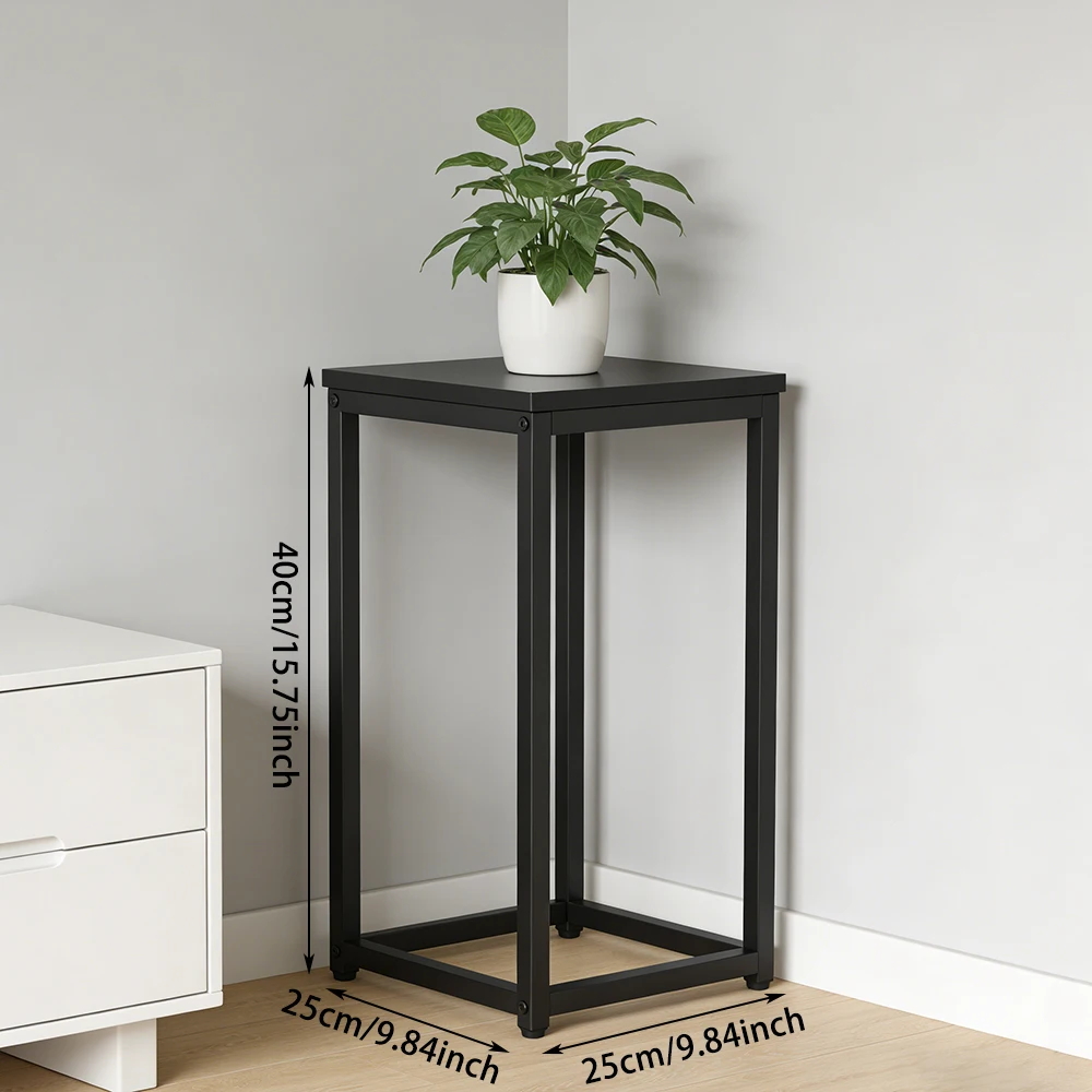 Modern Minimalist Black Iron Square Plant Stand, Freestanding Flower Rack for Indoor Outdoor Balcony Living Room, Home Decor Dis view 6