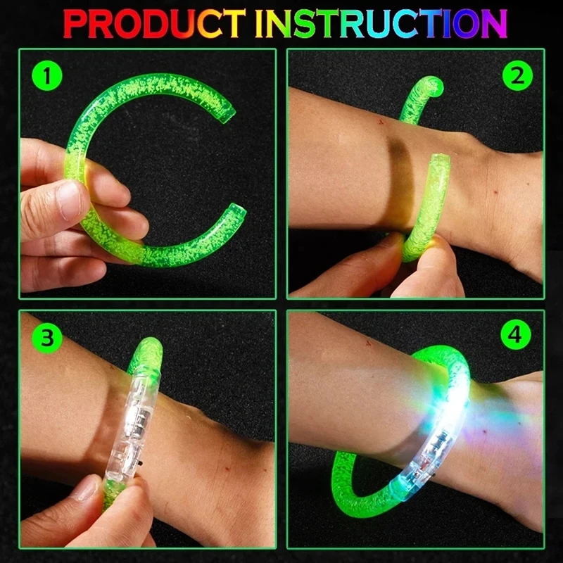 5Pcs Luminous Wristbands Toy Fun LED Light Up Bracelets Neon Glowing Bangle Glow In The Dark Party Supplies For Kids Adults