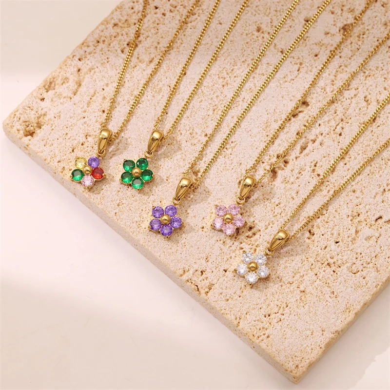 Premium Stainless Steel Luxury Of Design Necklace Gold Plated Stars Zircon Pendant Clavicle Chain For Girlfriend Birthday Gift