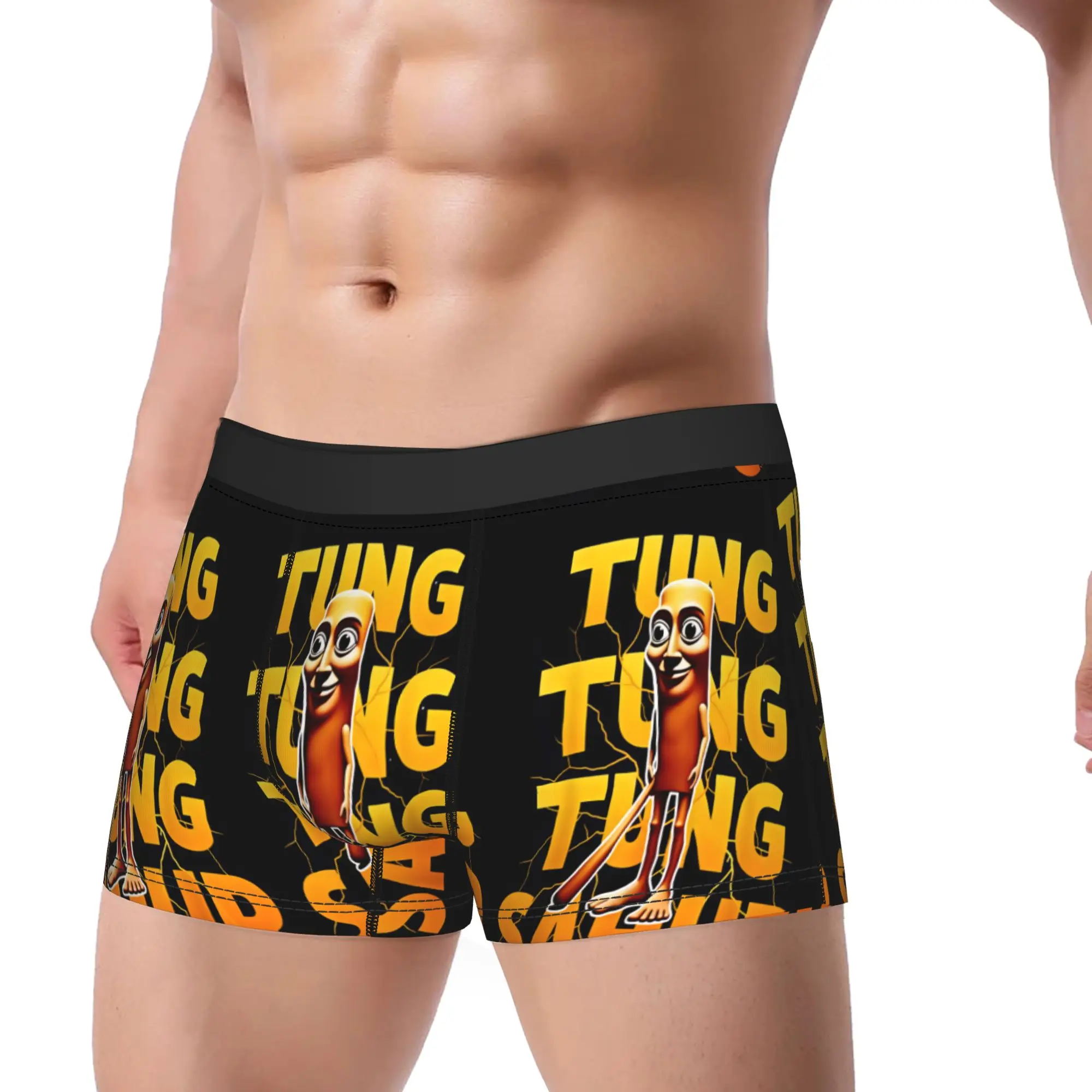 Tung Tung Sahur Bold Text Lightning Shorts Briefs  Underwear Hot Sale Man Novelty Trunk Custom Plus Size Underpants