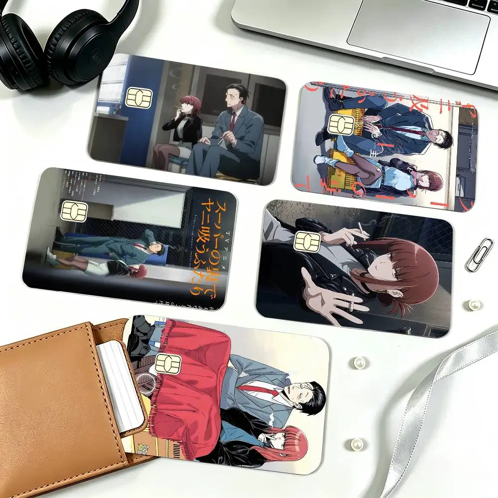 Manga Smoking Behind the Supermarket with You  Credit Card HD Stickers Game Card Decal Small Chip Waterproof Sticker Gift