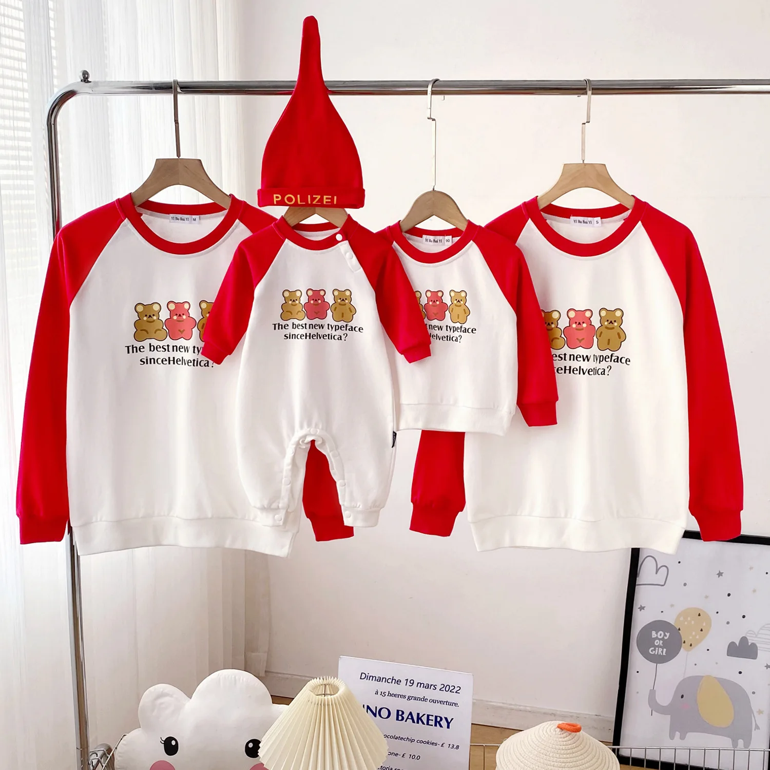 Equal Family Sweatshirts Korean Bear Print Children's Clothing Dad Mom and Daughter Son Matching Clothes Newborn Infant Romper