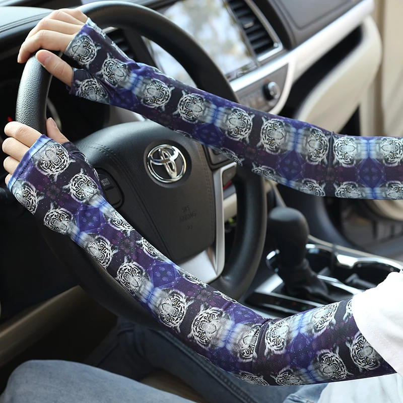 Long gloves fingerless cycling and driving sun protection decoration fashion hip dance cool pair arm cuff Men angling show