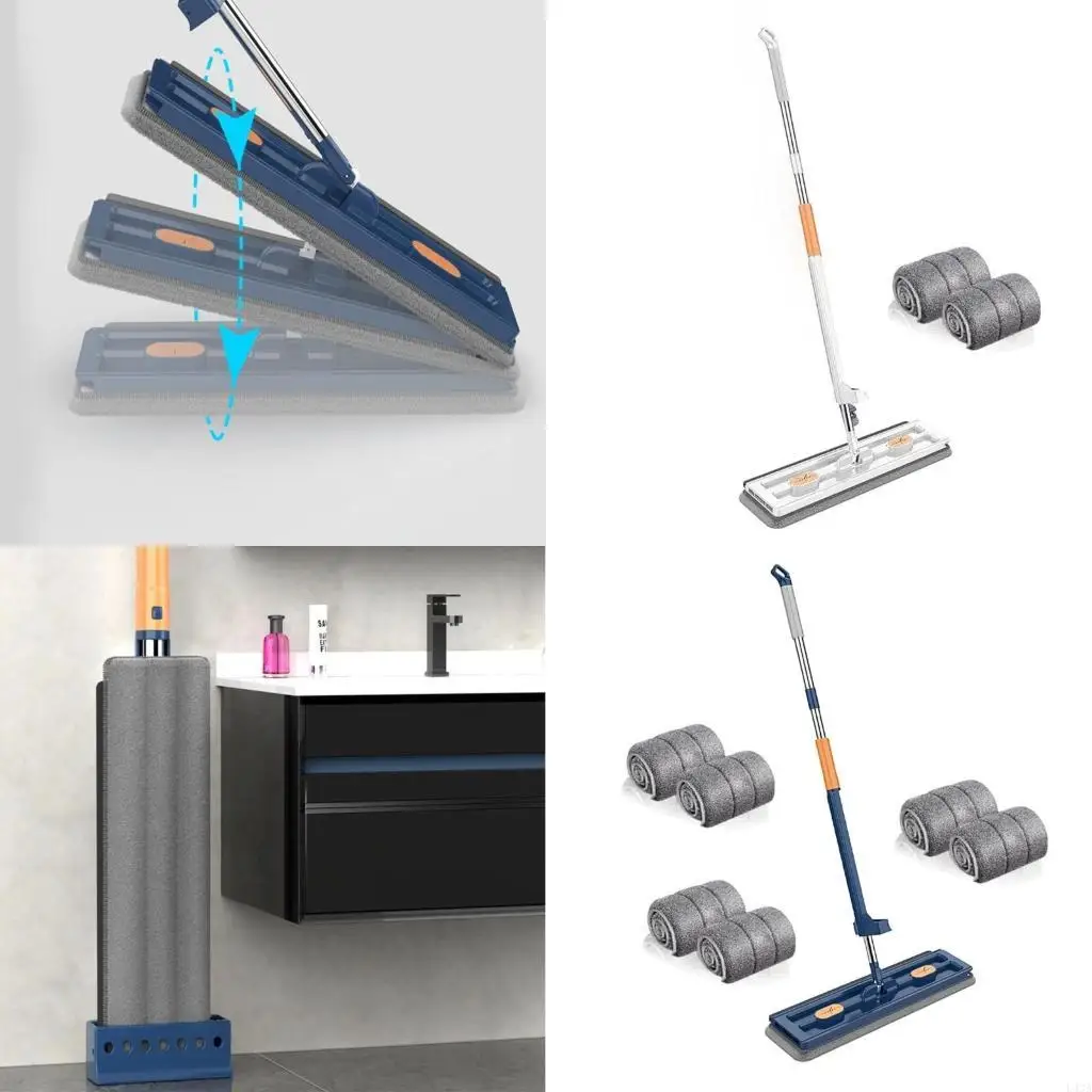 L43A New Large Flat Mop With Absorbent Cloth Pad Cleaning Tool