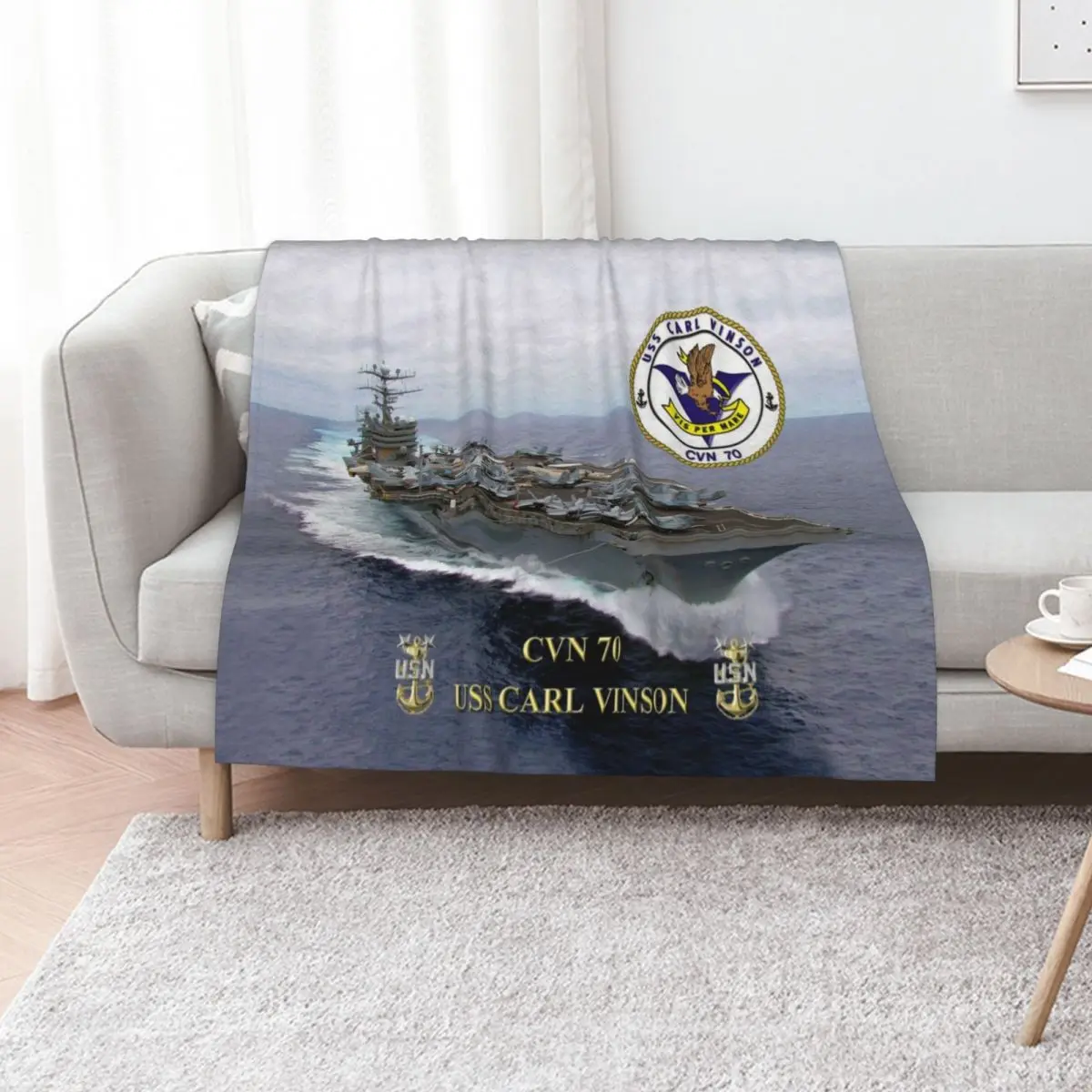 

CVN-70 USS Carl Vinson Throw Blanket Cozy Microfiber Throw Blanket for Home Bedroom