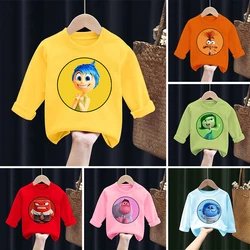 Inside Out 2 Joy Girls Boys Child Long Sleeve T-shirt Children Cartoon Cute Sweatshirt Anime Casual Clothing Kids Gifts