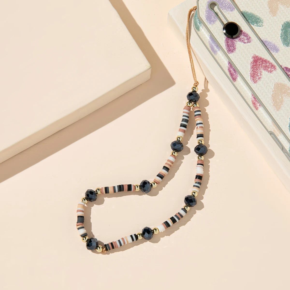 Handy band Silikon Perlenkette Blume Anhänger weiche Keramik Perlenkette für Handy Fall hängende Schnur Halskette Lanyard