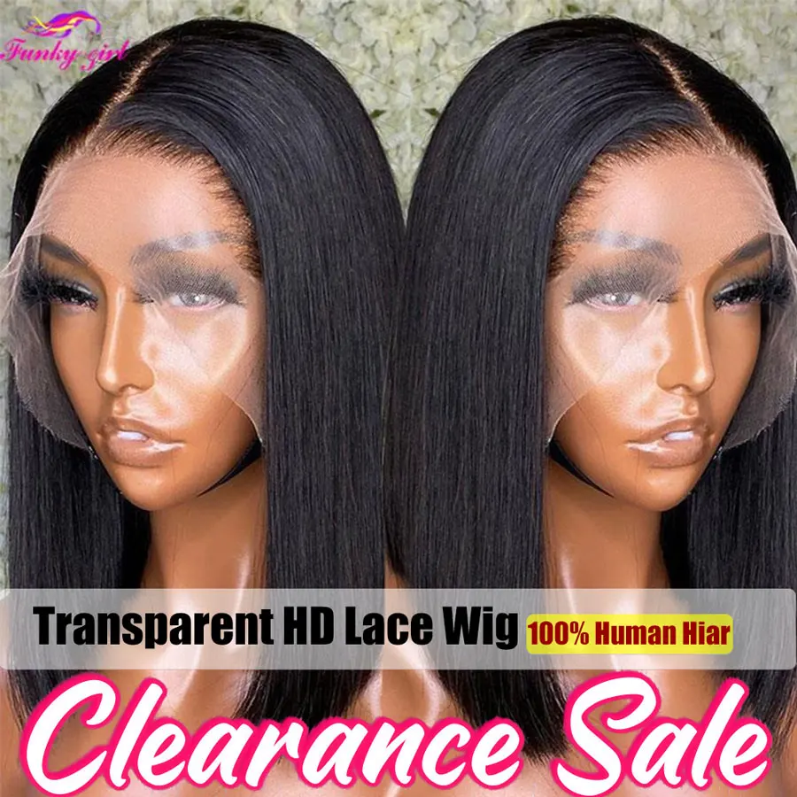 Brazilian Straight Bob Wig Human Hair Lace Front Wigs Pre-Pucked Short Bob Lace Part Wig For Women Glueless Human Hair Wigs