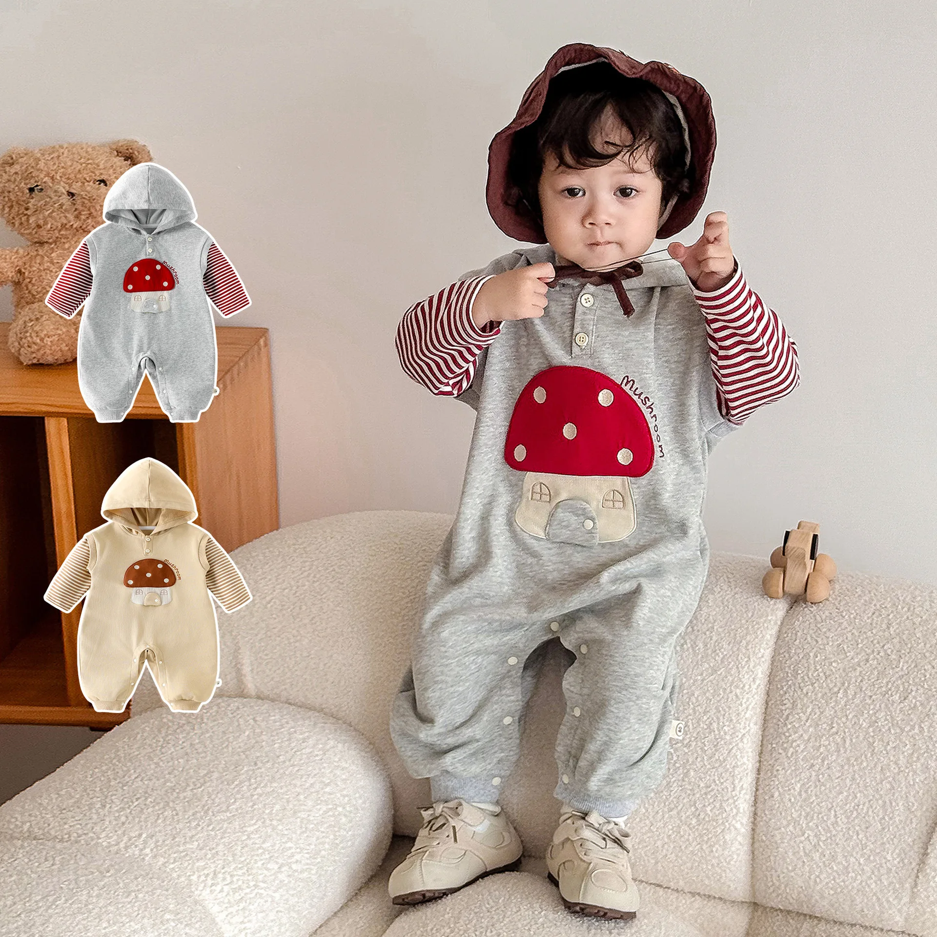 

Baby Workwear Jumpsuit 2025 New Autumn Baby 3D Doll Crawling Suit Fashion Korean Version Contrasting Color Ha Yi