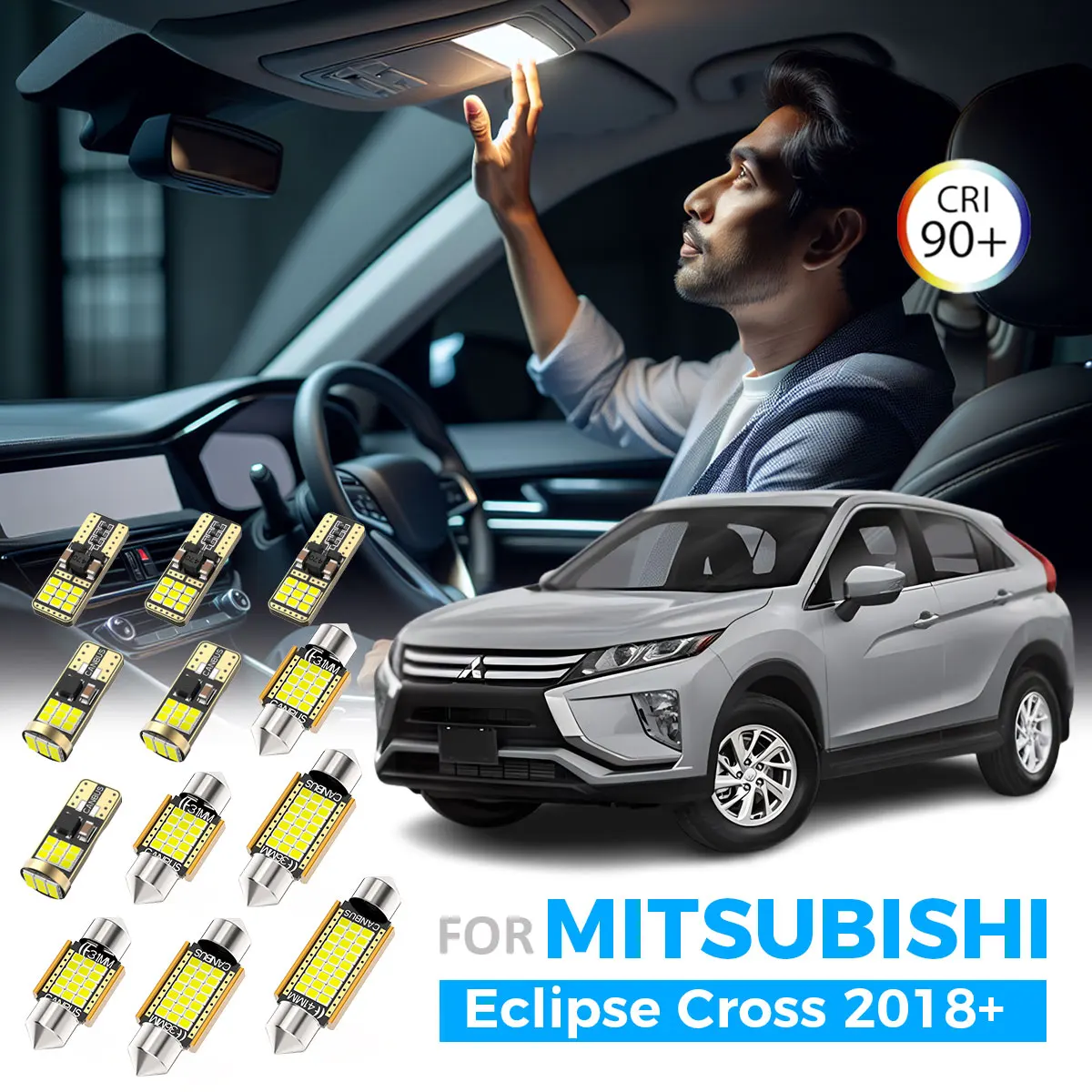 

AENVTOL 11 шт. обновленное освещение для Mitsubishi Eclipse Cross 2018-2020 2021 2022 2023 светодиодный внутренний купольный светильник для багажа, комплект ламп