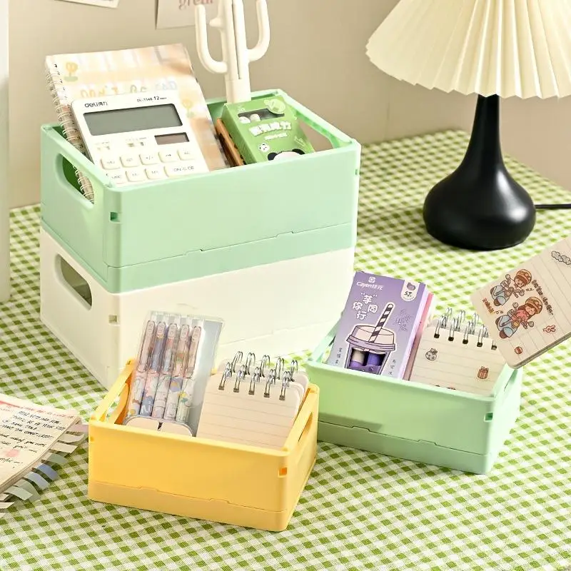 Foldable Multi Functional Plastic Storage Box Household Desktop Organizer For Clutter Makeup Storage