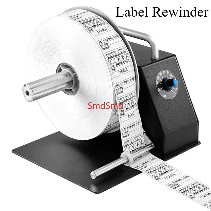 Automatic Label Rewinder Rewinding Machine Speed Adjustable Roller Synchronize with Printer Self-Adhesive Barcode Paper