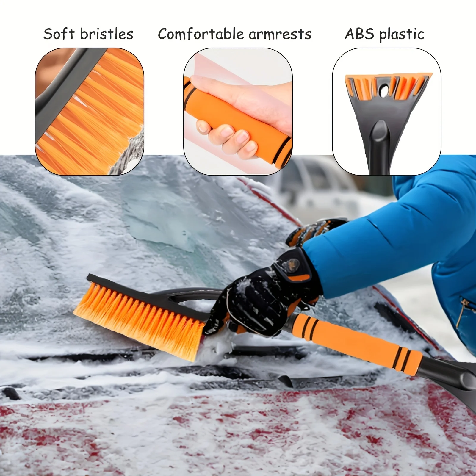 

2-in-1 Snow Brush & Ice Scraper for Cars, Foam Handle, Scratch-Free