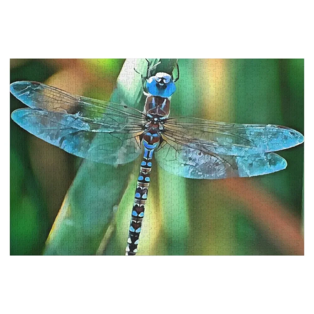 Fantasy Dragonfly In Turquoise and Black Jigsaw Puzzle Wood Animals Personalized Gift Personalized Baby Toy Puzzle