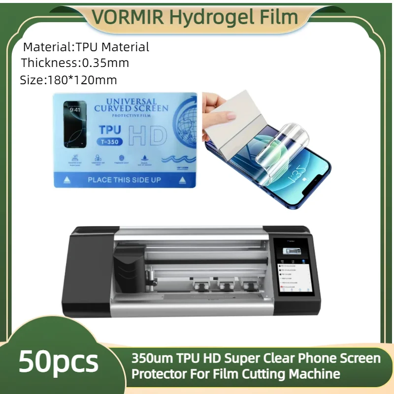 50pcs Thicken 350um TPU Mobile Phone Flat Screen Protector Anti-fingerprint Super Crystal Clear Custom Film For Cutting Machine
