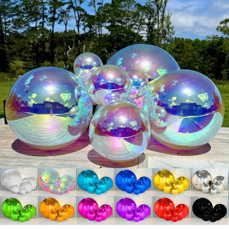 Rainbow Ball Inflatable Mirror Balloon Reflection Huge Bubble Ball Party Decoration Big Shiny Inflatable Mirror Ball