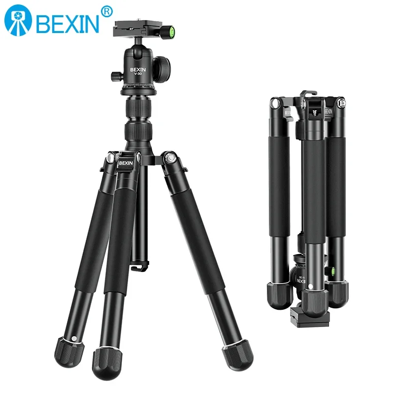 BEXIN MS27 150cm Aluminum Alloy Camera Tripod Stand Light Portable Travel Fast Flip Lock Tripod with Ball Head for DSLR Cameras