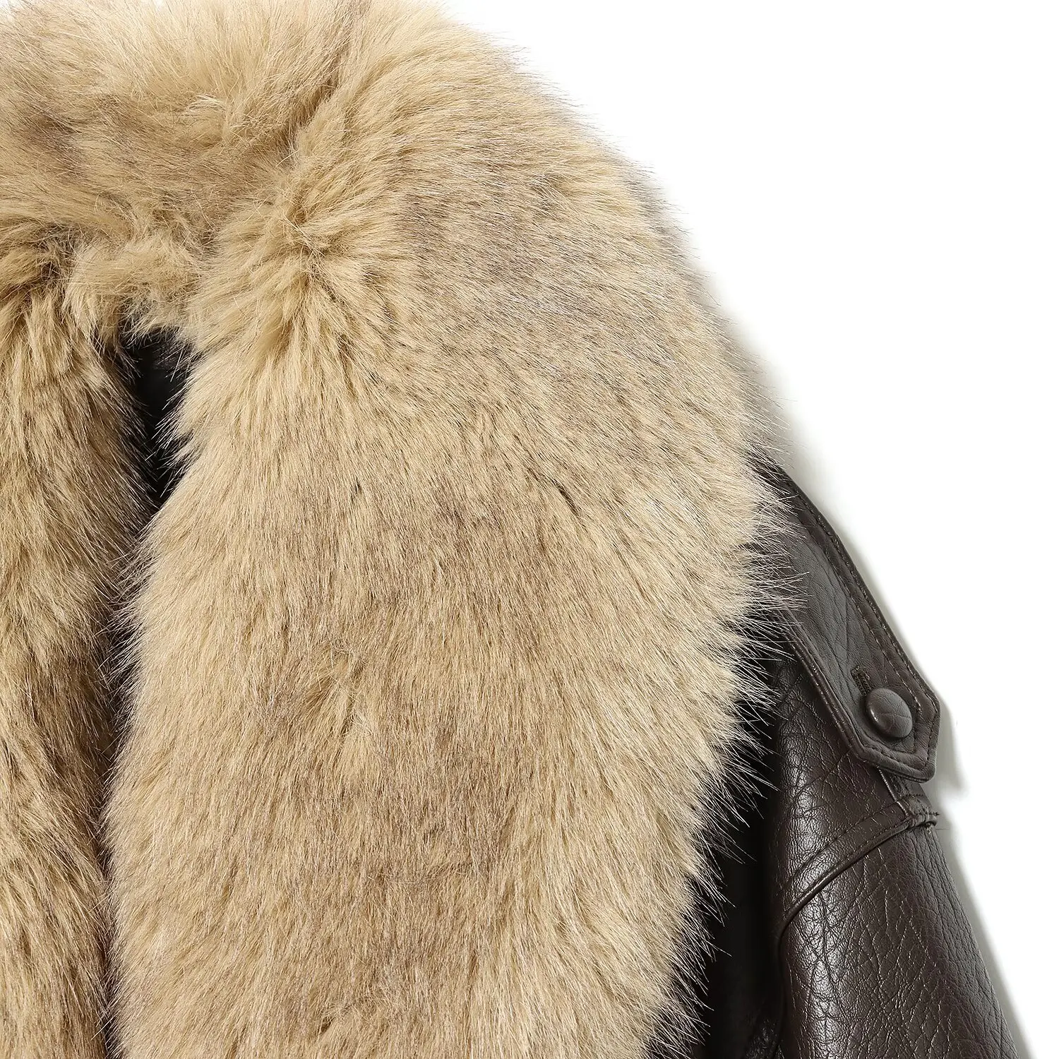 Faionable Jaet-Oberbekleidung aus Kunstleder mit abnehmbarem Kragen für Damen, Herbst 2025, Saison, Polyesterfaser, All-Match-Sle