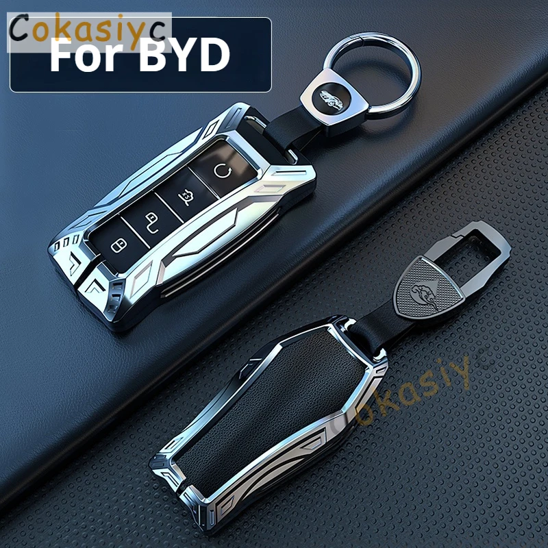 Zinc Alloy Car Key Cover Case For BYD Tang EV600 Han EV Yuan PLUS ATTO 3 Song Pro MAX DMI Car Key Protective Shell Car Accessori