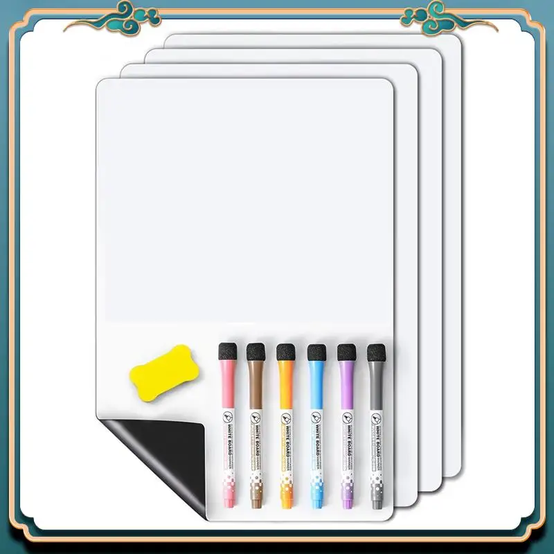 (New)-4 PCS Fridge, Wall Magnet Small Whiteboard Stain Resistant Technology, 12 X 8 Inches