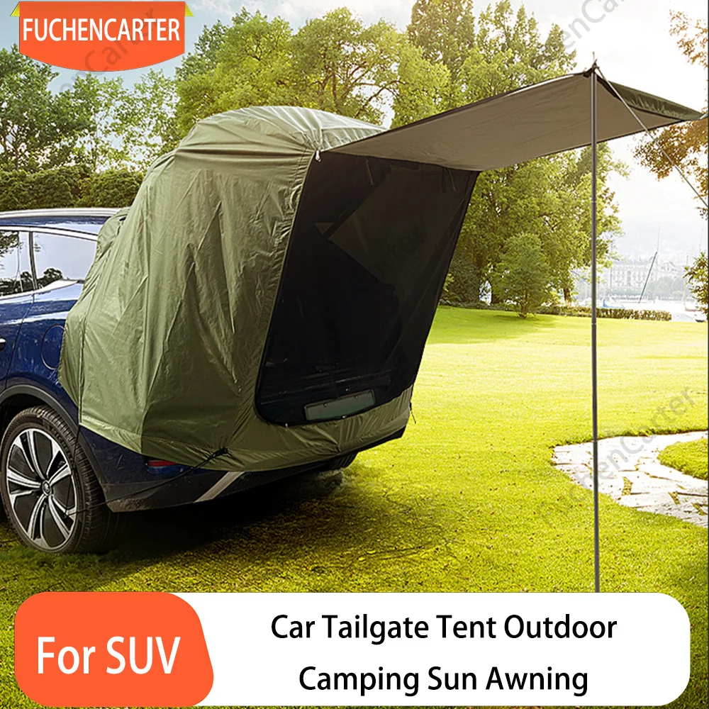 Waterproof Anti-UV Car Tailgate Extension Tent with Awning Canopy, Outdoor Camping Picnic Sun Rain Shelter