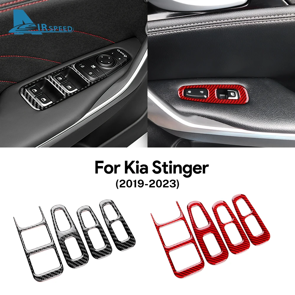 Echte weiche Kohle faser Aufkleber für Kia Stinger 2019 2020 2021 2022 2023 lhd rhd Autotür Fenster knopf verkleidung Zubehör