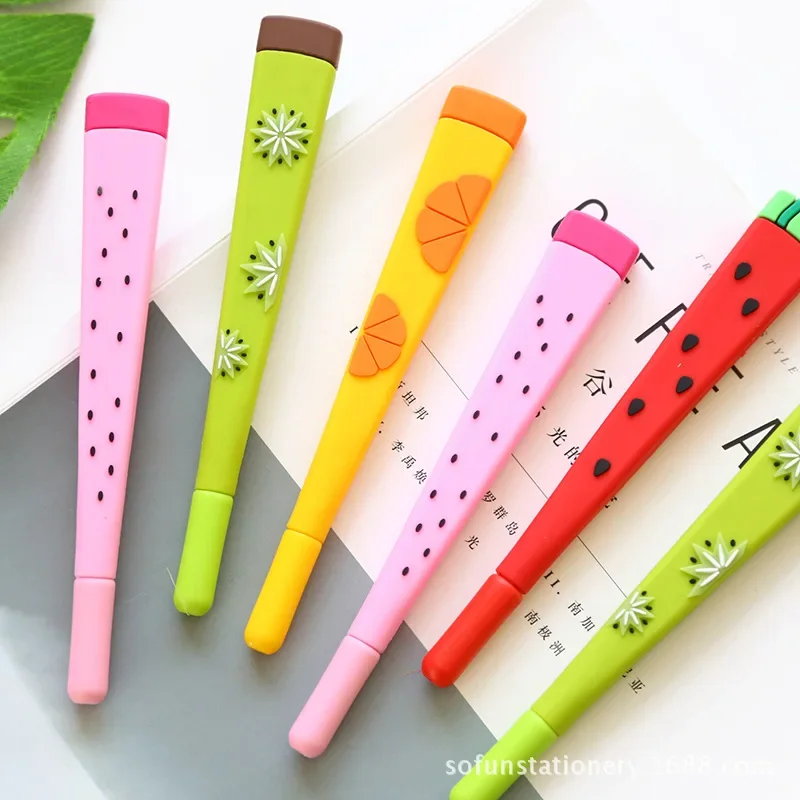 

40PCS Silicone 1872 Fruit Pen Replaceable Refill Plastic Black Rollerball Pen Stationery