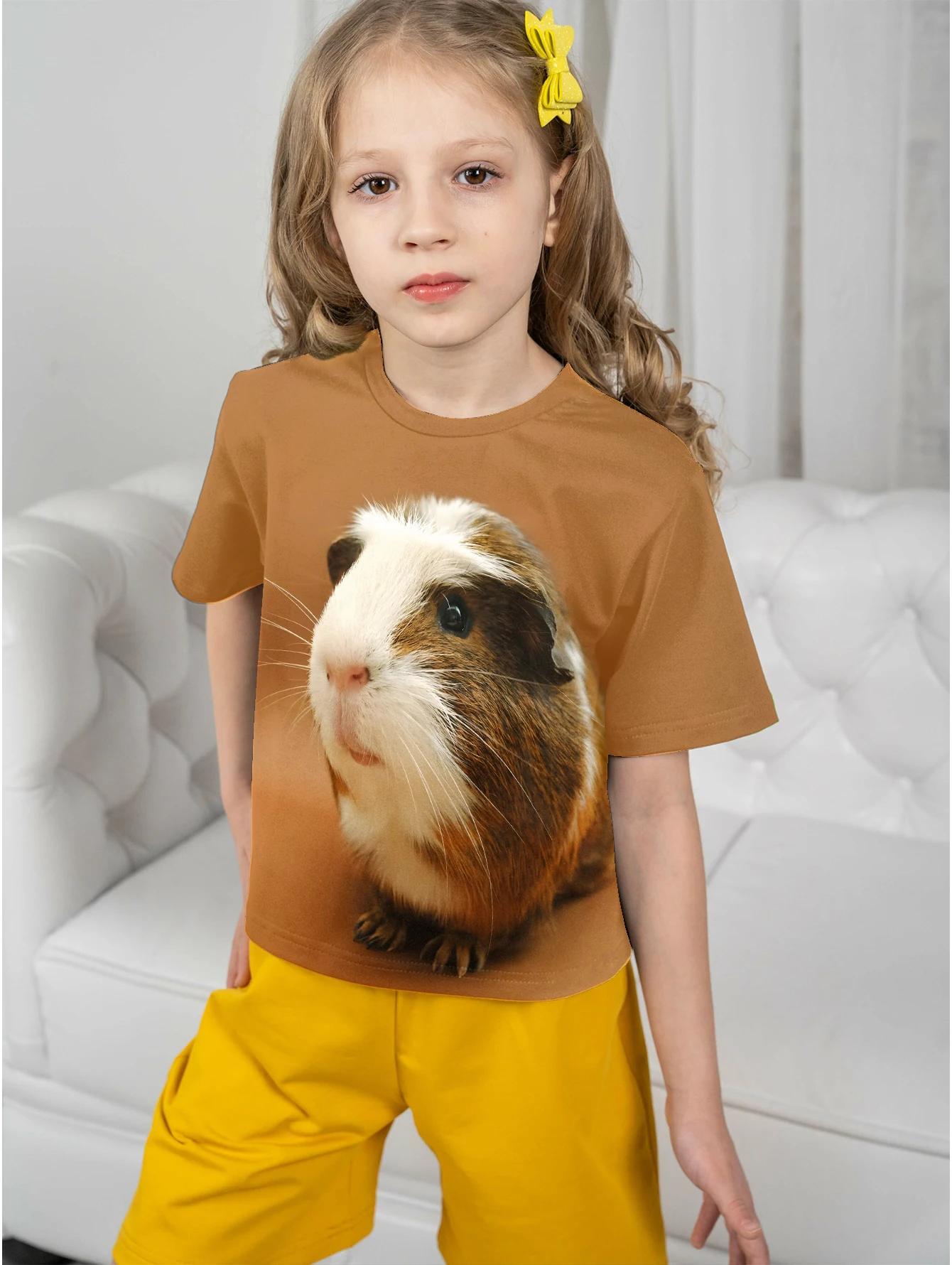 Clothes Child Girl T-shirts Children's T-shirt for Girl Cute Guinea Pig Clothing for Girls Top Kids 2024 Summer Graphic Teen