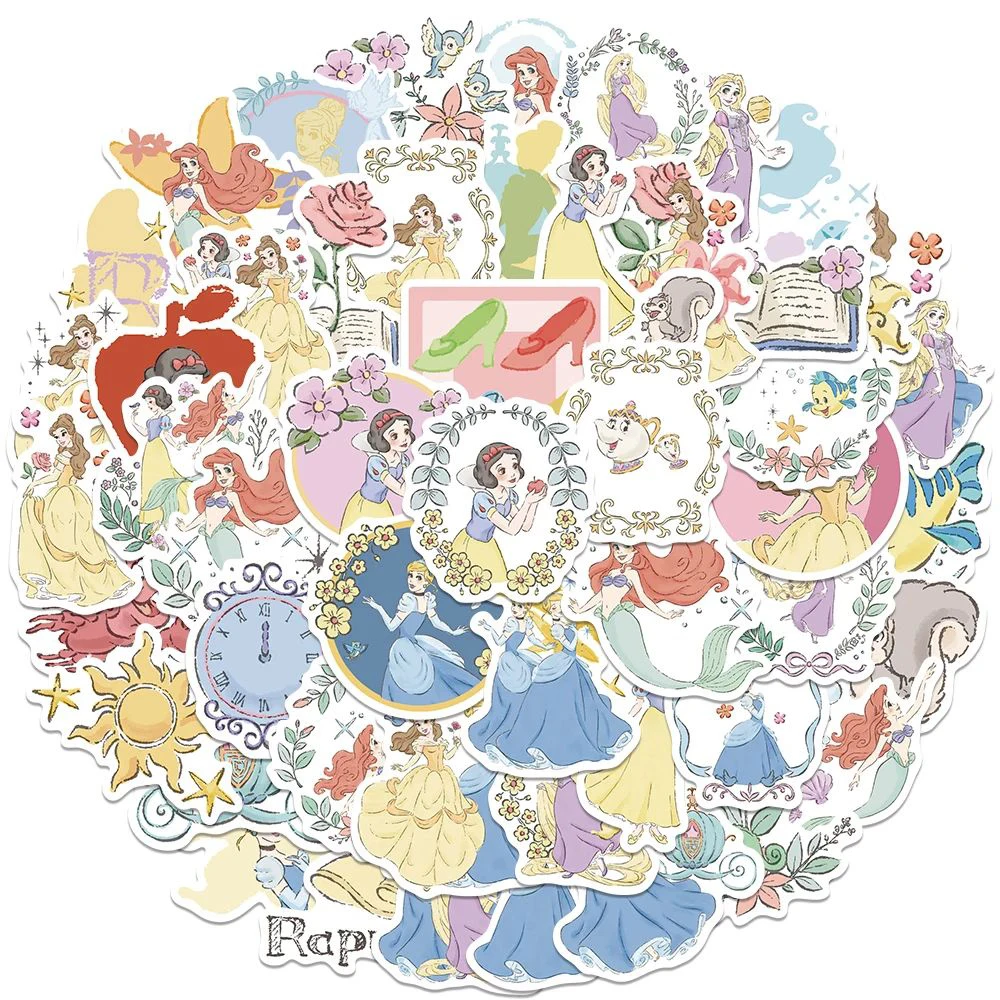 10/30/50 Stück Niedliche Disney Prinzessinnen Anime Aufkleber Cartoon Cinderella Belle Sticker DIY Koffer Handy Wasserflasche Aufkleber Spielzeug Geschenk – Detail 2