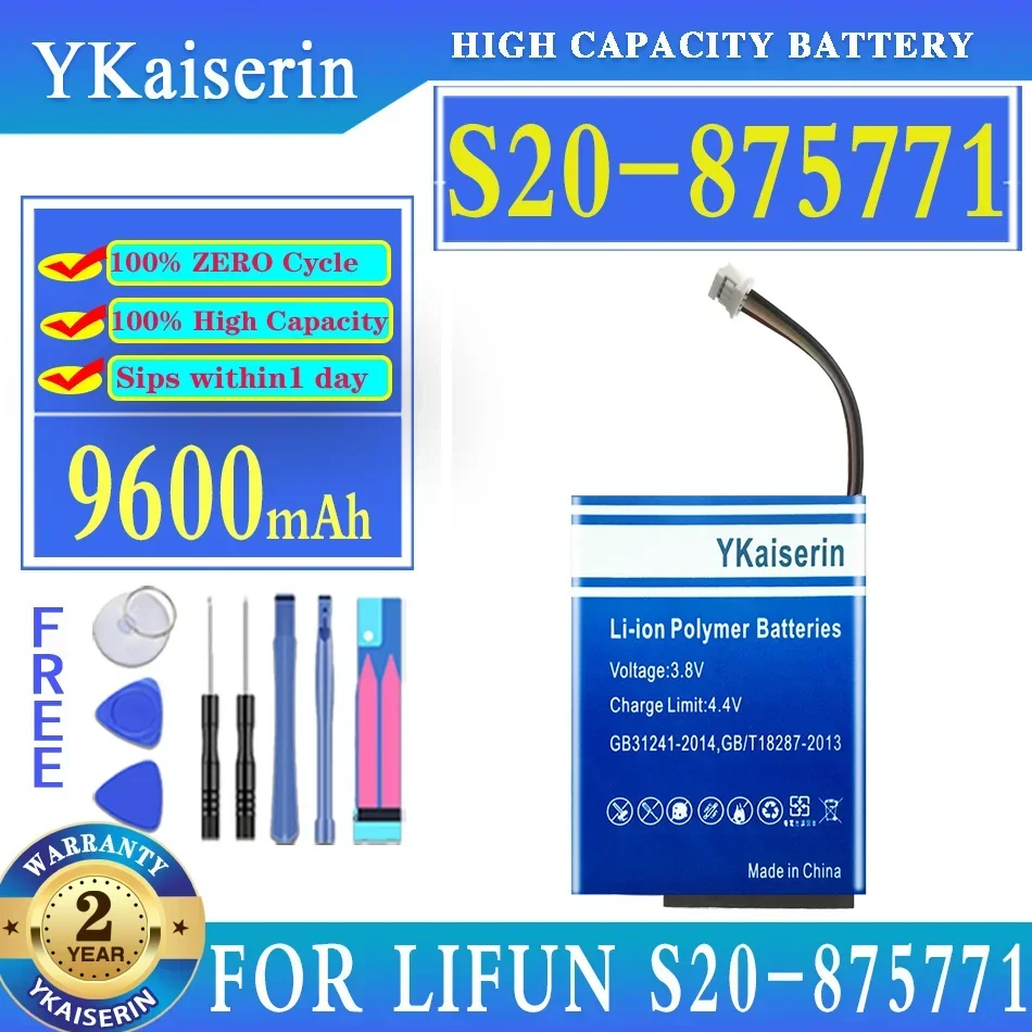 YKaiserin Battery 9600mAh For LIFUN S20-875771 4-wire plug