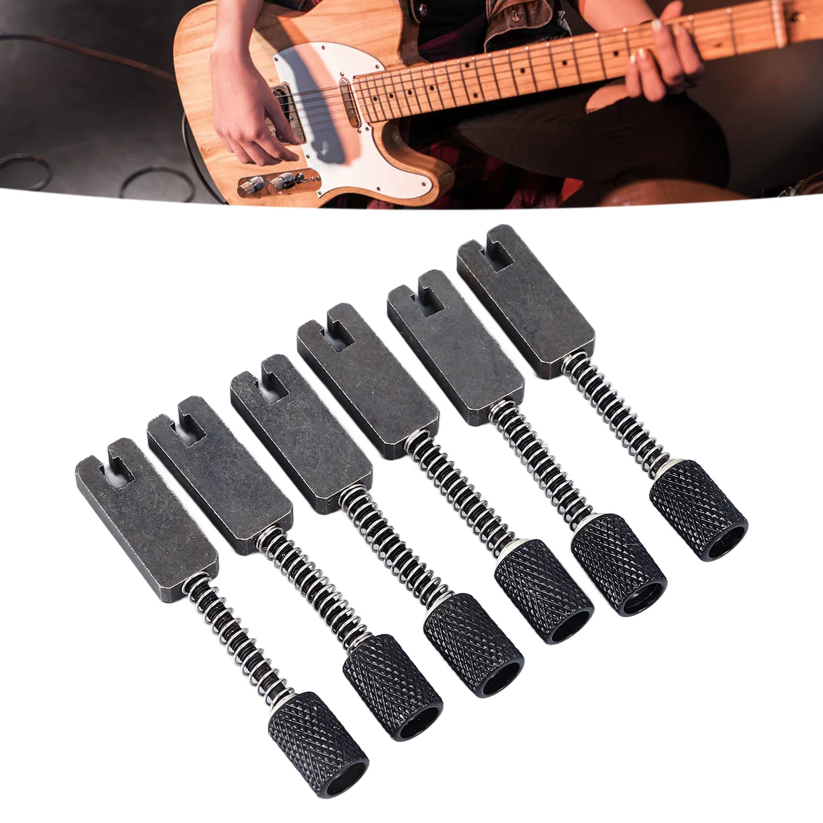 

6 Pcs Headless Electric Guitar Bridge Saddle Precise Pitch Adjustment Metal Headless Guitar Bridge