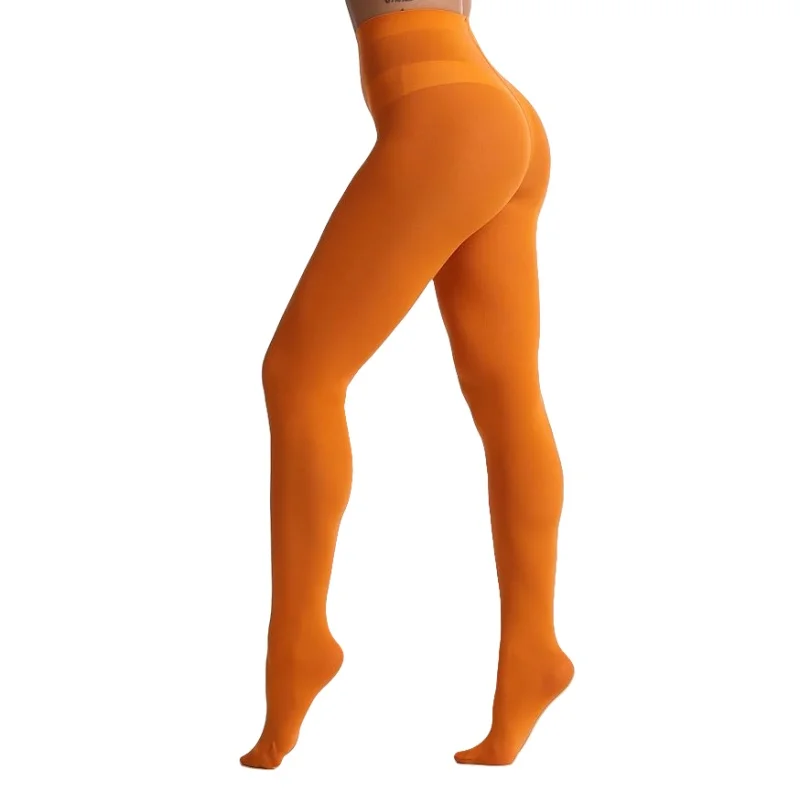 جوارب نسائية 80D فائقة النعومة غير شفافة، جوارب طويلة ناعمة عالية الخصر بلون سادة، جوارب طويلة ملونة