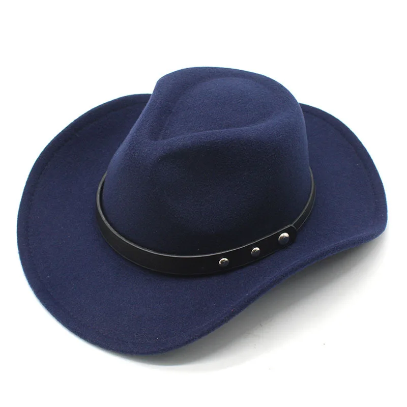 

Punk Western Denim Top Hat Autumn And Winter Felt Hat Men And Women Fedora Hat British Style Concave-convex Top Vintage Top Hat