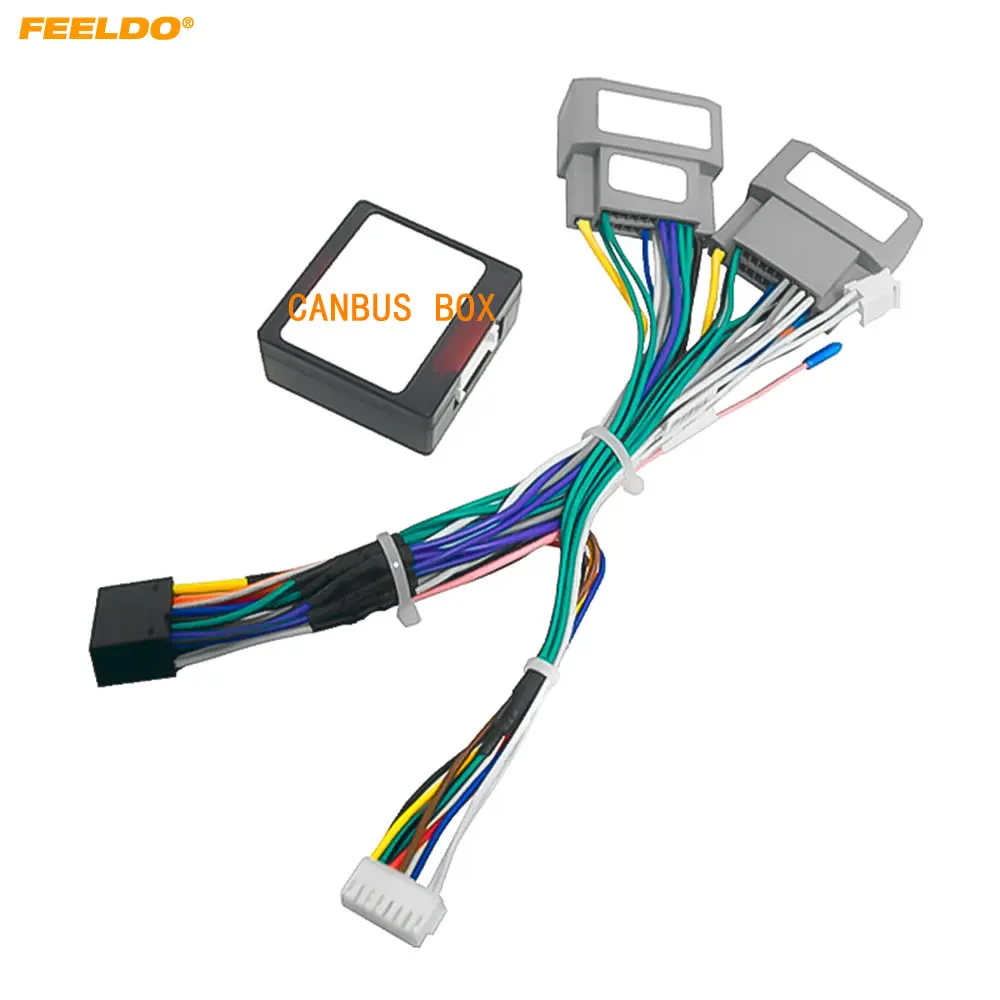 FEELDO Car Audio Wiring Harness with Canbus Box For Dodge Ram Jeep Cherokee Wrangler 16pin DVD Stereo Installation Wire Adapter