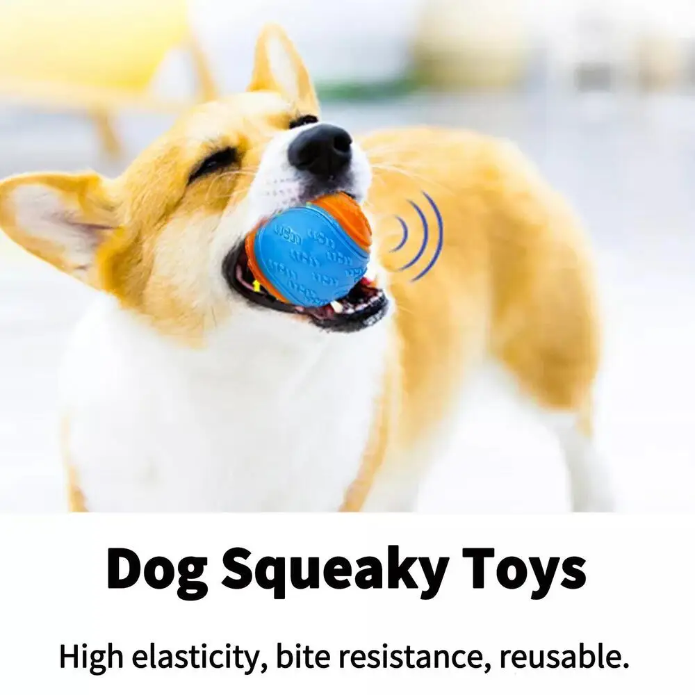 Dog Squeaky Toys Balls Strong Rubber Durable Bouncy Chew Ball Bite Resistant Puppy Training Sound Toy Teeth Clean Pet Supplies