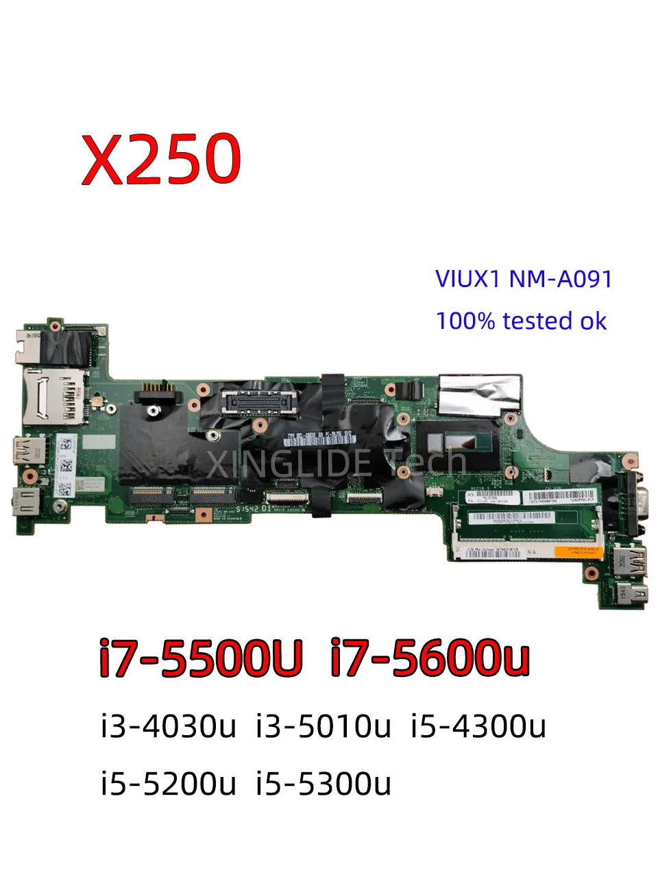 NM-A091 For Laptop Lenovo ThinkPad X250 Motherboard I3 I5-5300U I7