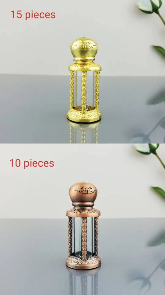 

luxury enamelled alloy perfume bottle with essential oils Arabian Middle Eastern style empty bottle