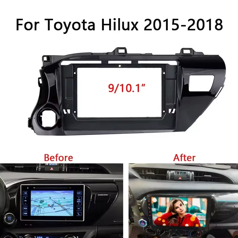 2 Din Car Radio Fascia For TOYOTA Hilux 2015-2018 Auto Stereo Audio Player DVD Panel Dash Kit Frame Center Console Holder