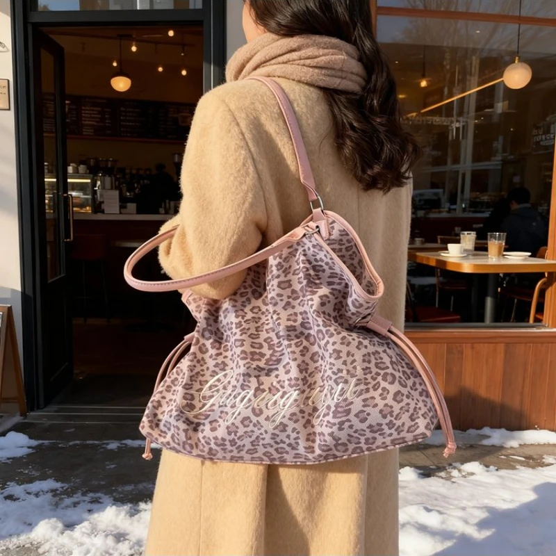 Multi-purpose Shoulder Bag with Polka Dot & Letter Detail for Women's Everyday School Office Casual Weekend Errands & Daily Use