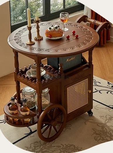 

French antique removable small side table American retro cart coffee table