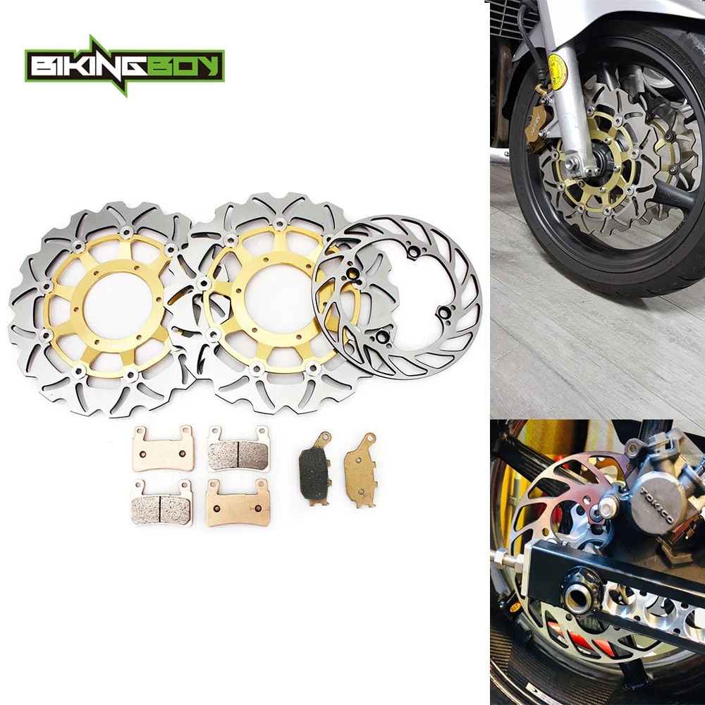 BIKINGBOY CBR600F SuperSport F3 95 96 97 98 CBR 600 F4 F4i 99 00 01 02 03 04 05 06 07 Front Rear Brake Discs Rotors Disks + Pads