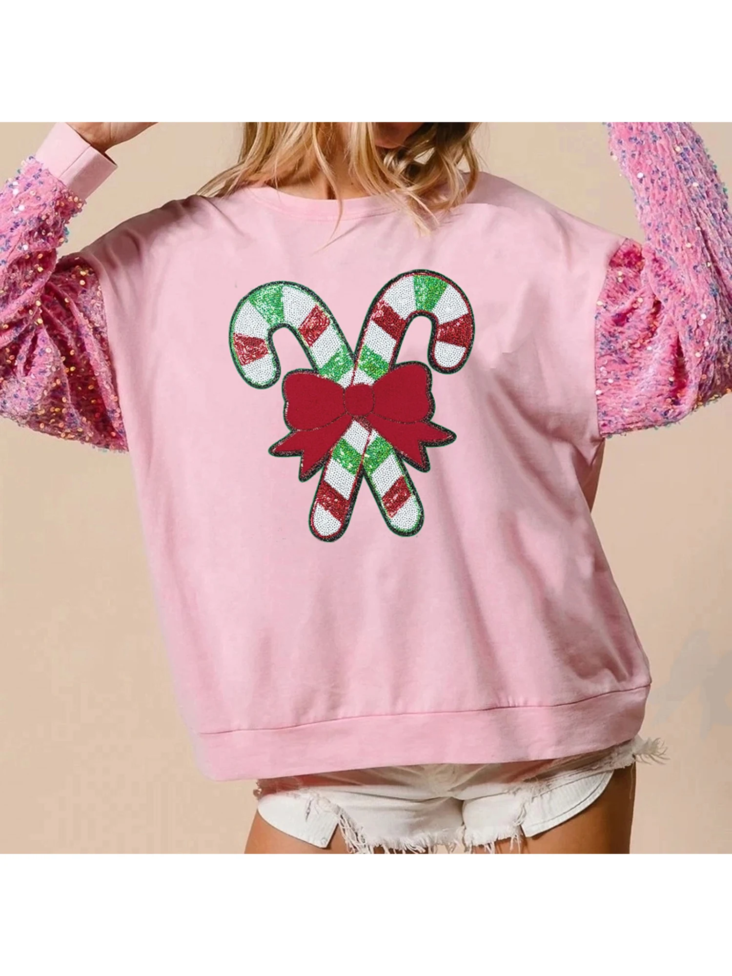 Women s Christmas Sweater Long Sleeve Crew Neck Sequins Snowflake Knit Pullovers Festive Holiday Jumper Top