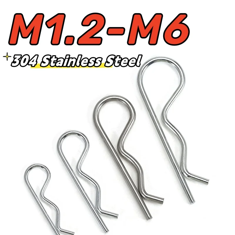 1-20pcs 304 Stainless Steel R Type Spring Cotter Pin M1.2  M1.5 M1.8 M2 M2.5 M3 M3.5 M4 M5 M6 Wave Shape Split Clip Clamp Pin