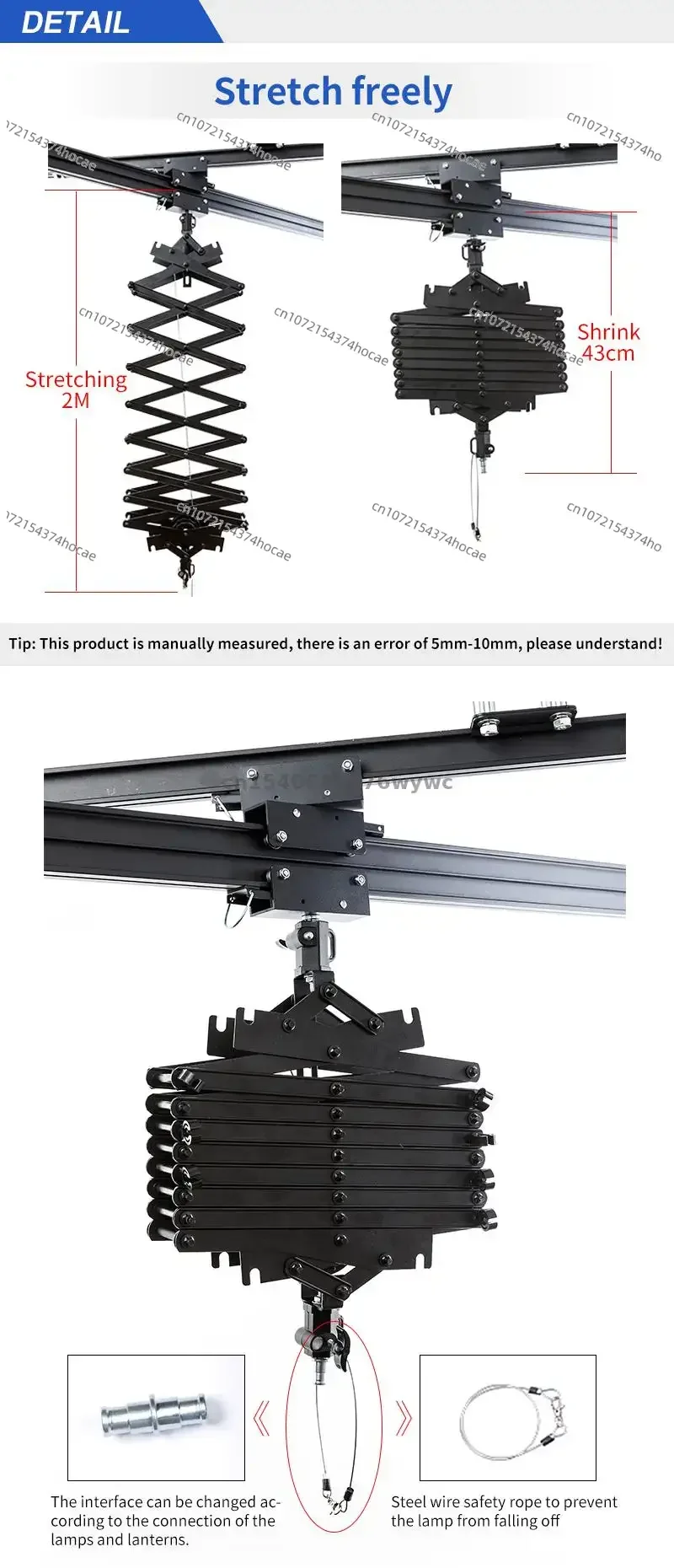 3*3M Ceiling Rail Track System Photo Studio Pantograph Photography Ceiling Support System Lamp Hanger 43-200CM