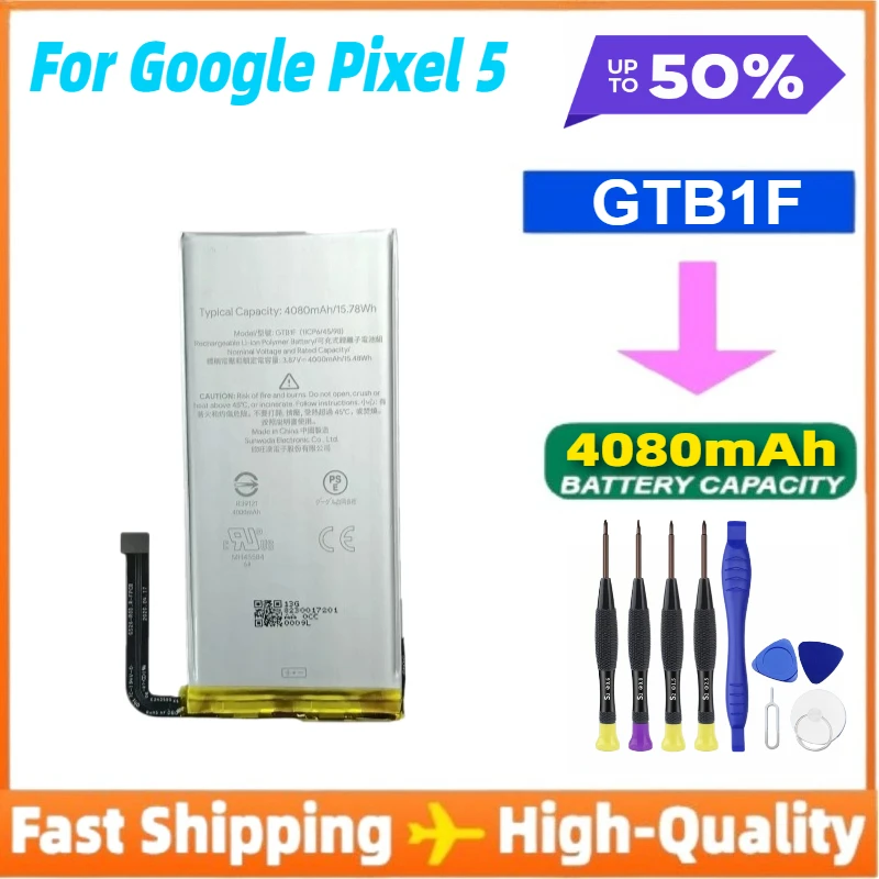 

GTB1F Аккумулятор 4080 мАч для HTC Google Pixel 5 Pixel5 GD1YQ GTT9Q Аккумуляторы для телефонов