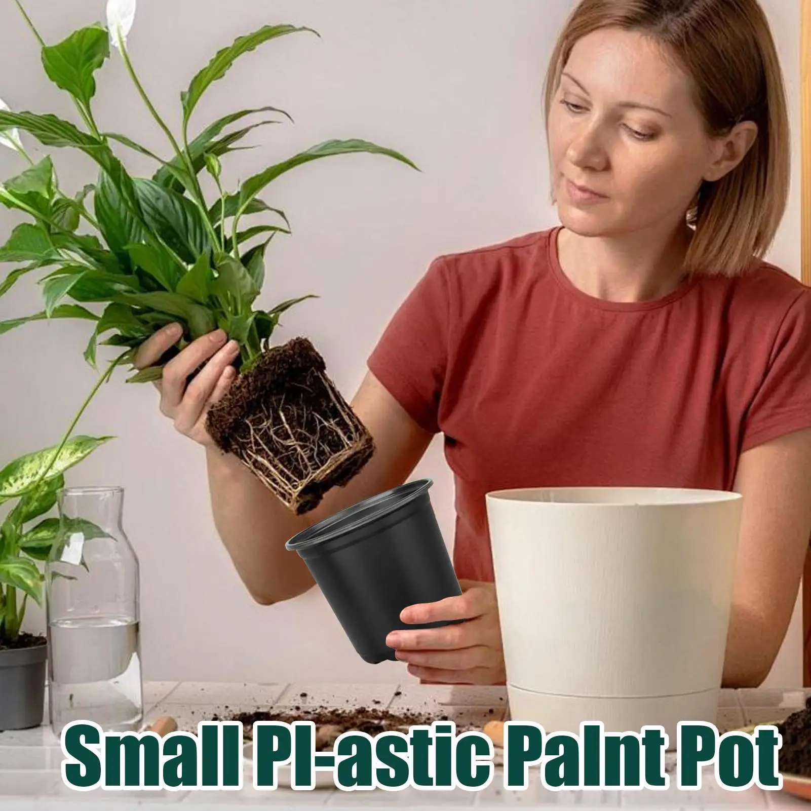 

Small Nursery Pots Greenhouse Flower Pots 100 Pieces Round Small Root Control Breathable Transplanting Containers for Balcony