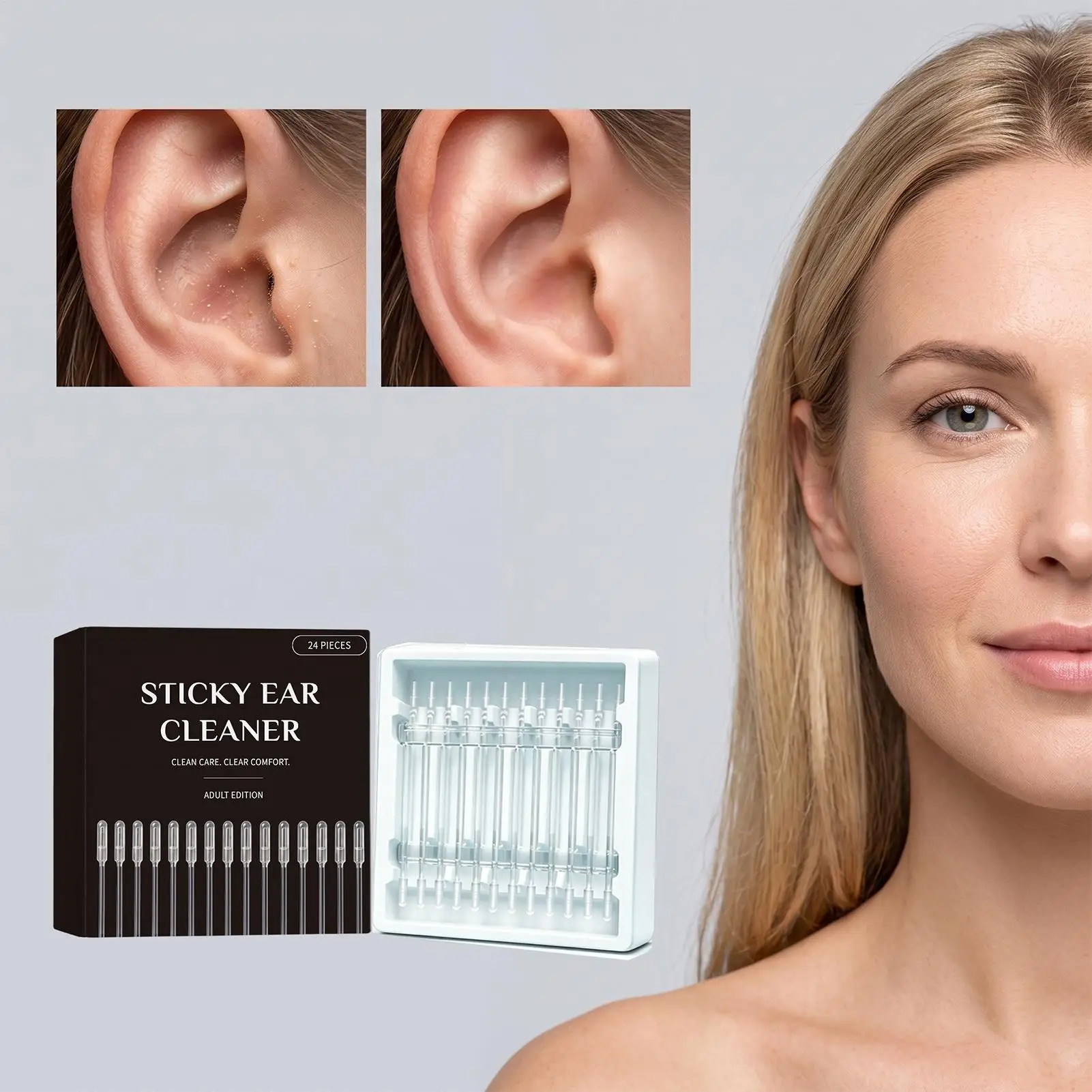 Soft Sticky Ear Wax Removal Sticks 24pcs Reusable Ear Cleaner Gentle Ear Care Cleaning Tool For Daily Use