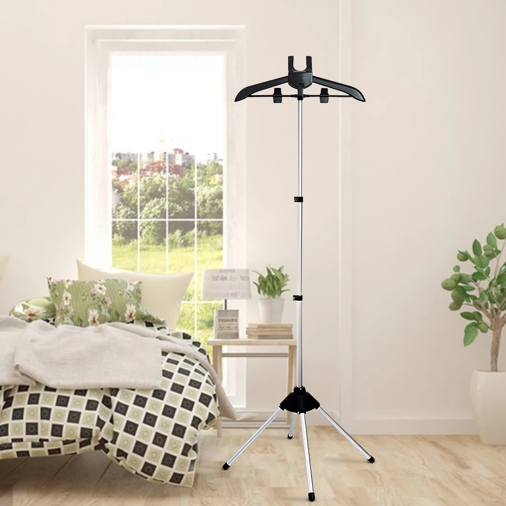 Suporte para vaporizador de roupas, liga de alumínio, cabide de roupas, altura ajustável, dobrável, rack de vapor para engomar a vapor